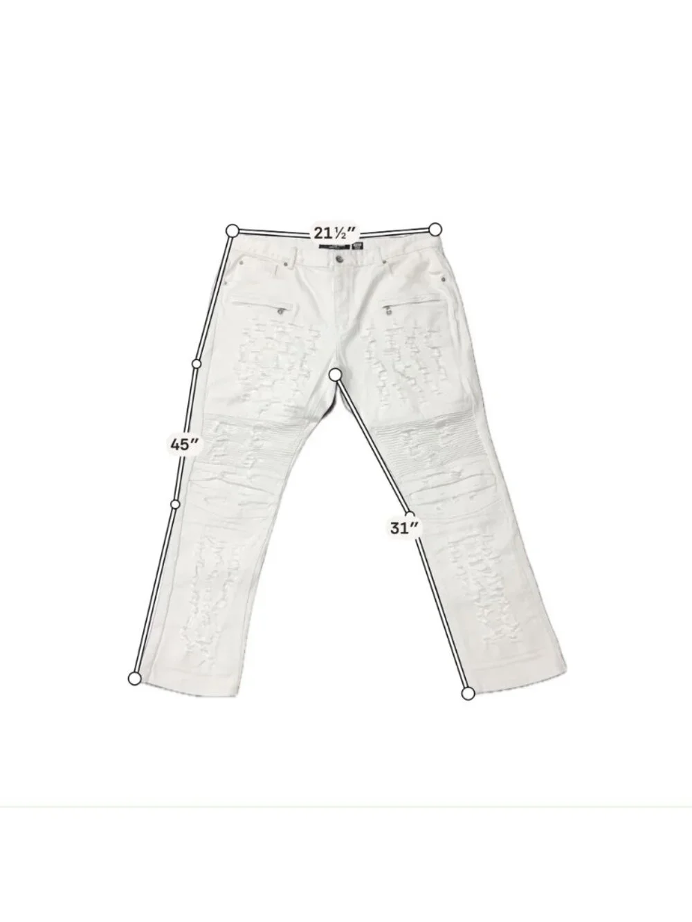 Odd Culture 42x32 Mens White Distressed Slim Fit Biker Moto Jeans Grungecore